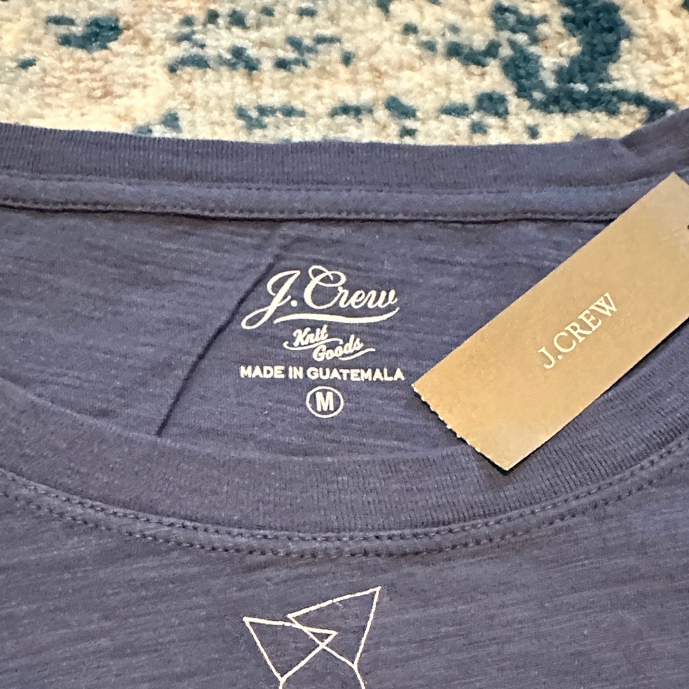 J. Crew Blue Tee with Cocktail Glass Print NWT martini glass cotton - Picture 2 of 6